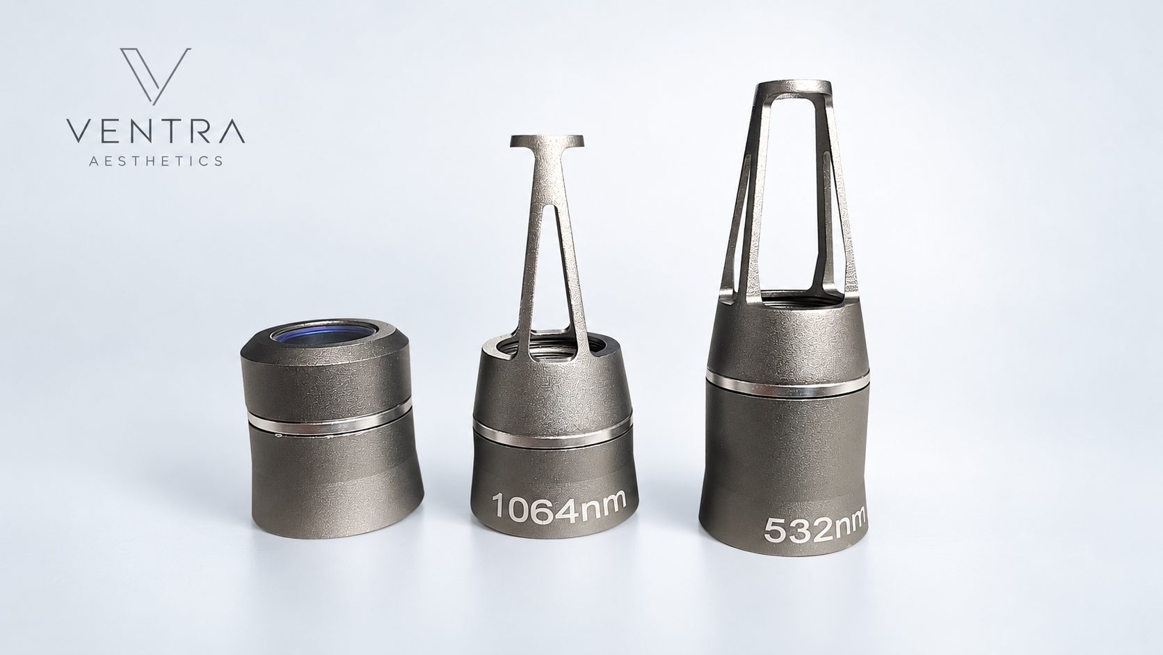 Branded visualisation showing CLEAR Q treatment tips, including the 1064 nm tip