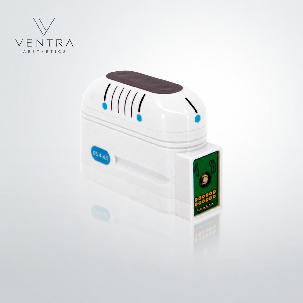 Branded visualisation of 4.5 mm facial HIFU cartridge